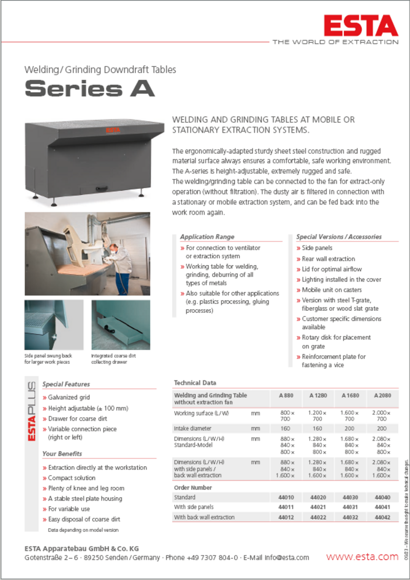 DOWNDRAFT TABLE